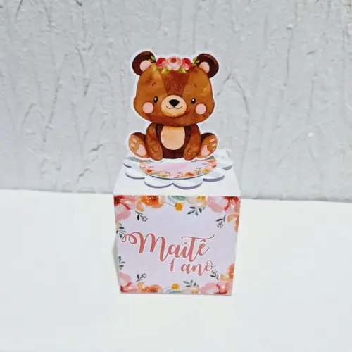 Caixa Cubo - Bosque Aquarela Rosa