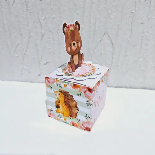 Caixa Cubo - Bosque Aquarela Rosa