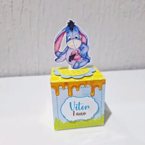 Caixa Cubo - Ursinho Pooh Aquarela