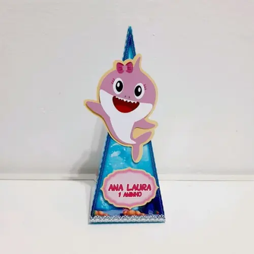 Caixa Pirâmide - Baby Shark Rosa