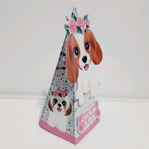 Caixa Pirâmide - Cachorrinhas