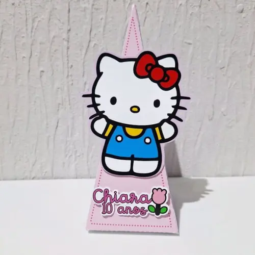 Caixa Piramide - Hello Kitty - Rosa e Lilás Candy