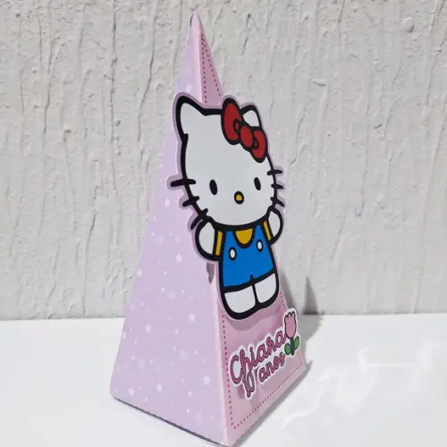 Caixa Piramide - Hello Kitty - Rosa e Lilás Candy