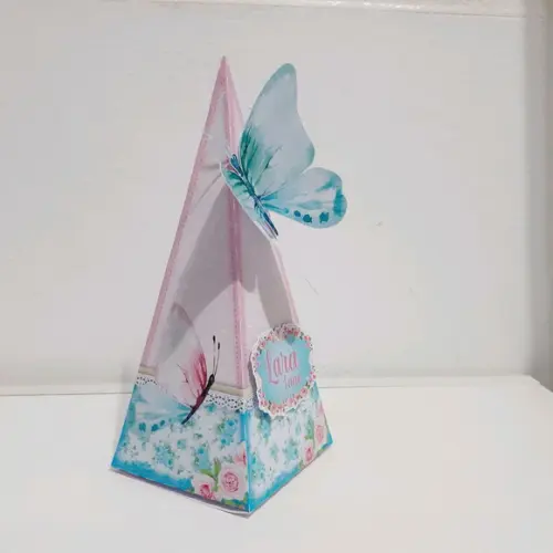 Caixa Piramide - Jardim das Borboletas Aquarela