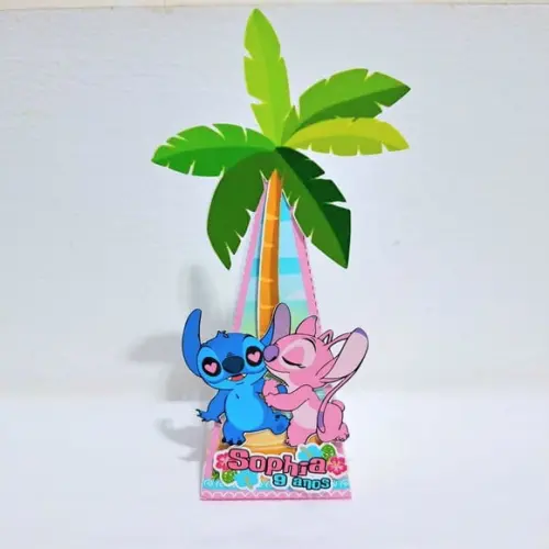 Caixa Piramide - Stitch e Angel