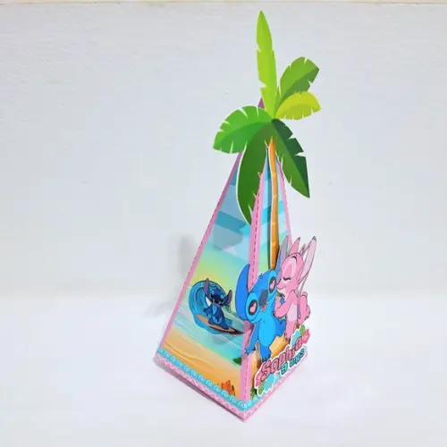 Caixa Piramide - Stitch e Angel