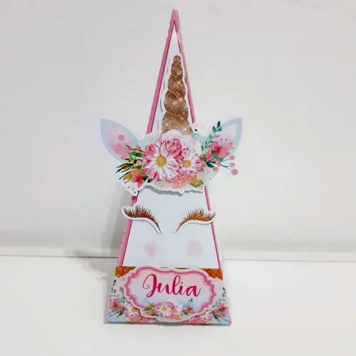 Caixa Piramide - Unicórnio Dourado