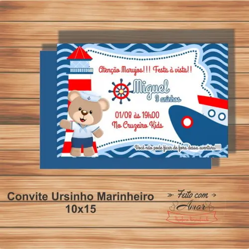 Convite - Ursinho Marinheiro