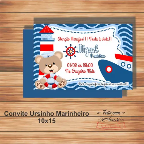 Convite - Ursinho Marinheiro