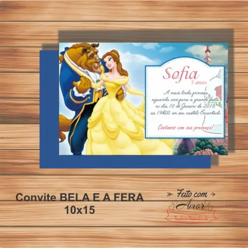 Convite Bela e a Fera ( 10x15)