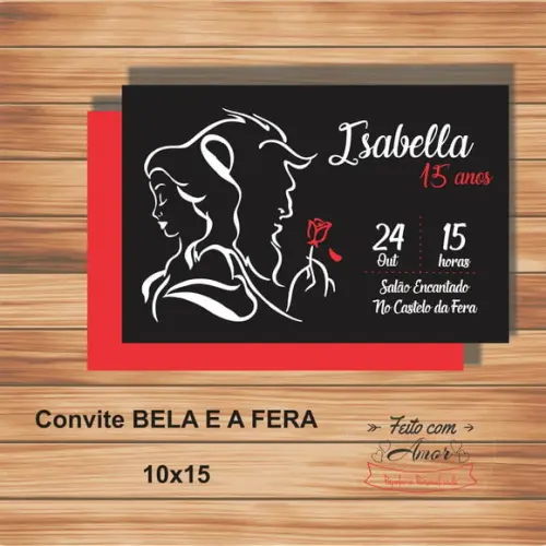 Convite Bela e a Fera ( 10x15)