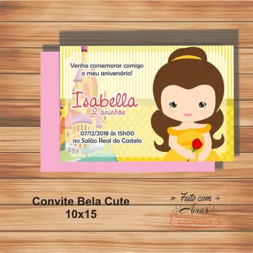 Convite Bela e a Fera Cute