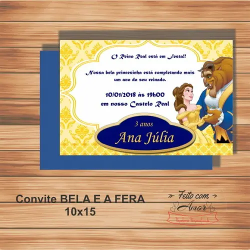 Convite Bela e a Fera ( 10x15)