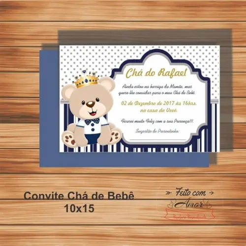 Convite Chá de Bebê - Ursinho Realeza