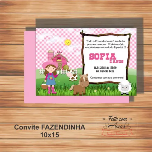 Convite Fazendinha Menina