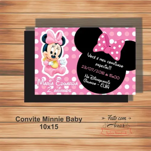 Convite Minnie Baby - 10x15