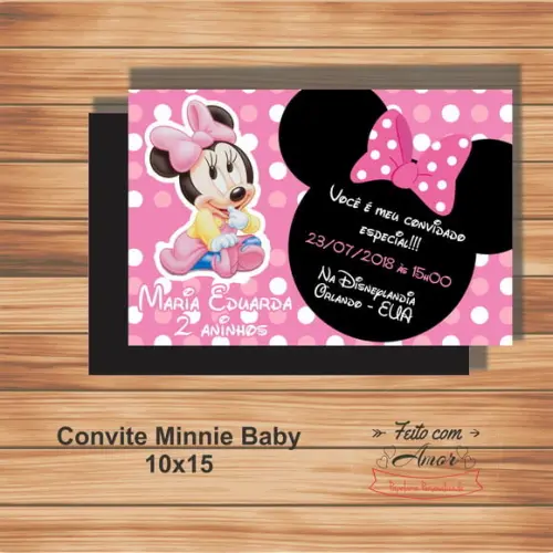 Convite Minnie Baby - 10x15