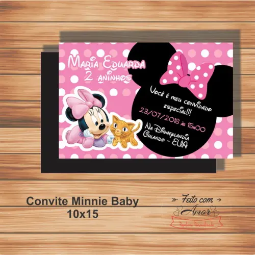Convite Minnie Baby - 10x15