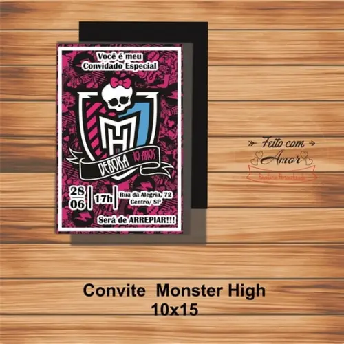 Convite Monster High (10x15) Pct 20 Unid