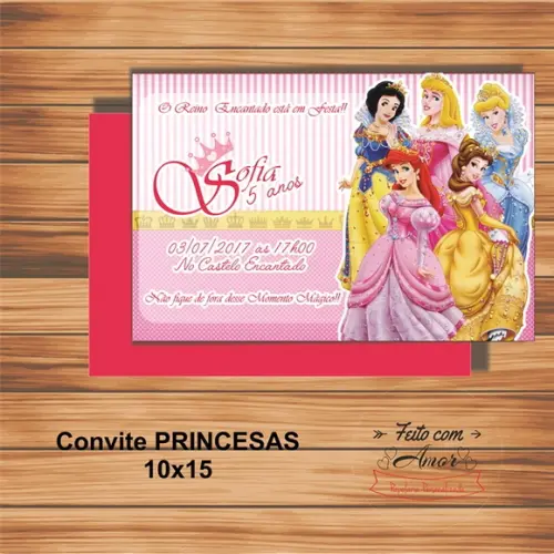 Convite Princesas 10x15
