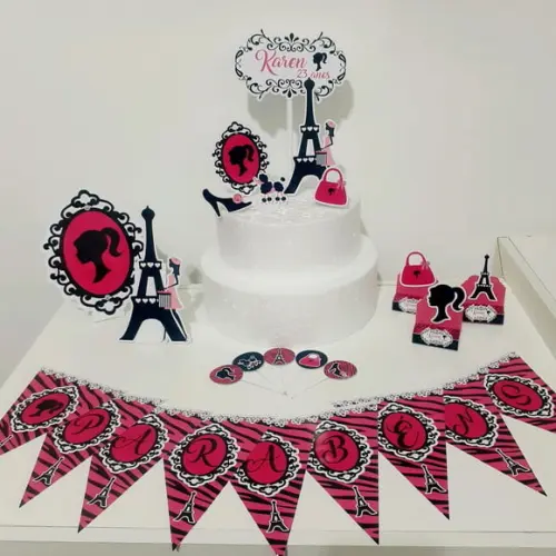 Kit Barbie Paris - Festa em Casa (32 Itens)