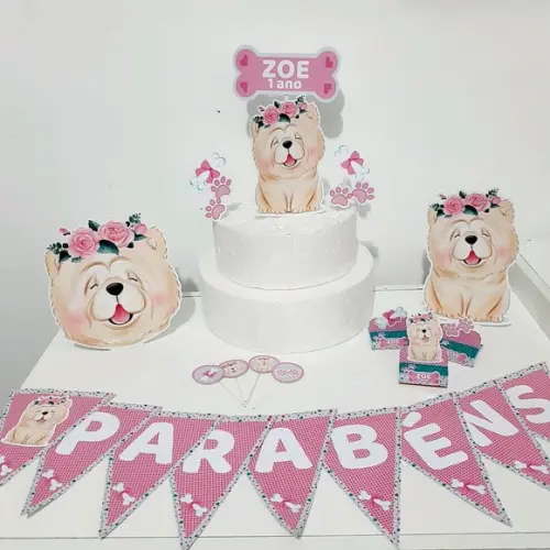 Kit Cachorrinhos Chow Chow- Festa em Casa (32 Itens)