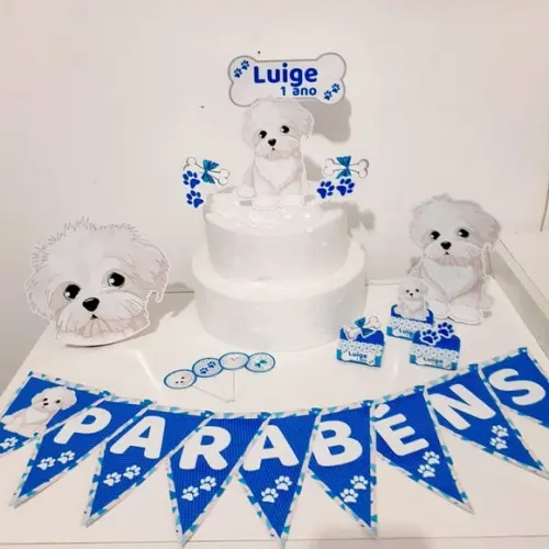 Kit Cachorrinhos Maltes - Festa em Casa (32 Itens)