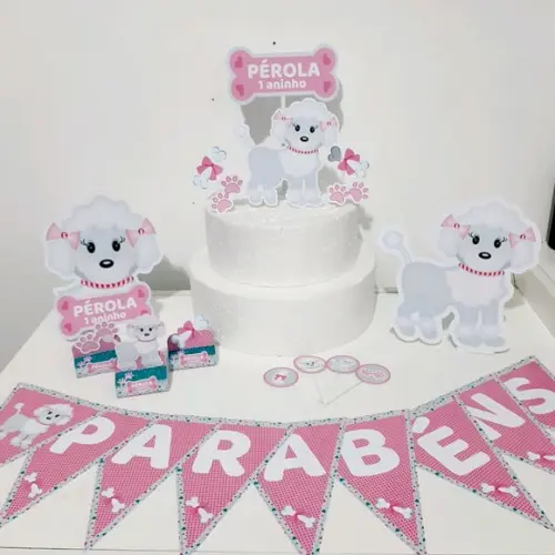 Kit Cachorrinhos Poodle- Festa em Casa (32 Itens)