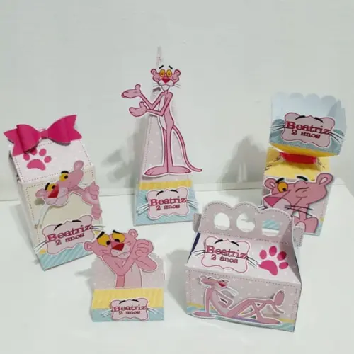 Kit Caixinha - Pantera Cor de Rosa (50 Itens)
