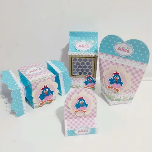 Kit Caixinhas - Galinha Pintadinha Rosa (40 Itens)