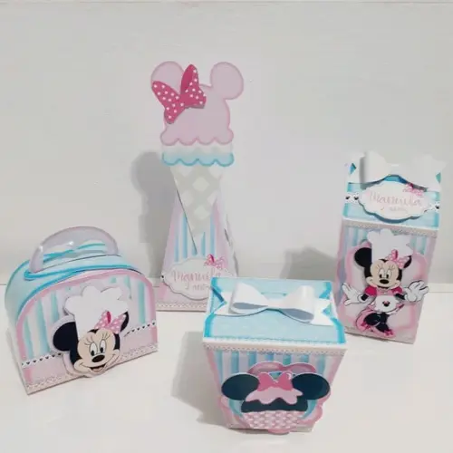 Kit Caixinhas - Minnie Confeiteira ( 40 Itens )