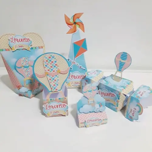 Kit Caixinhas - Pipa, Balão e Catavento ( 50 Itens )
