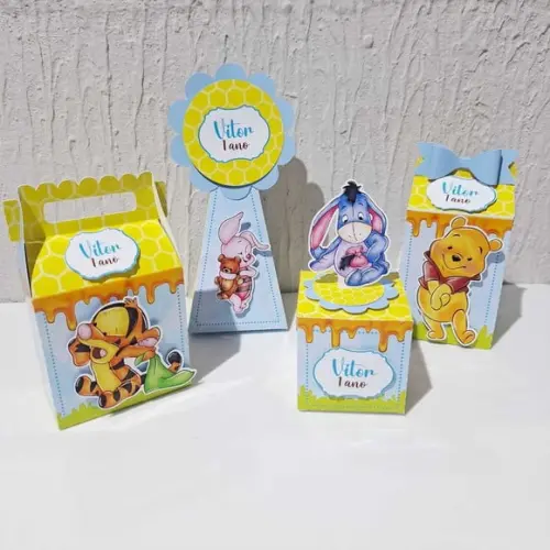 Kit Caixinhas - Ursinho Pooh Aquarela ( 40 Itens)