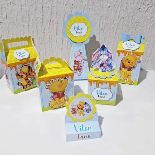 Kit Caixinhas - Ursinho Pooh Aquarela ( 60 Itens)