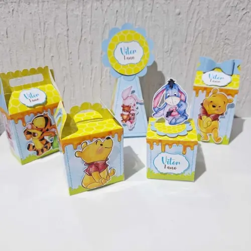 Kit Caixinhas - Ursinho Pooh Aquarela ( 50 Itens)
