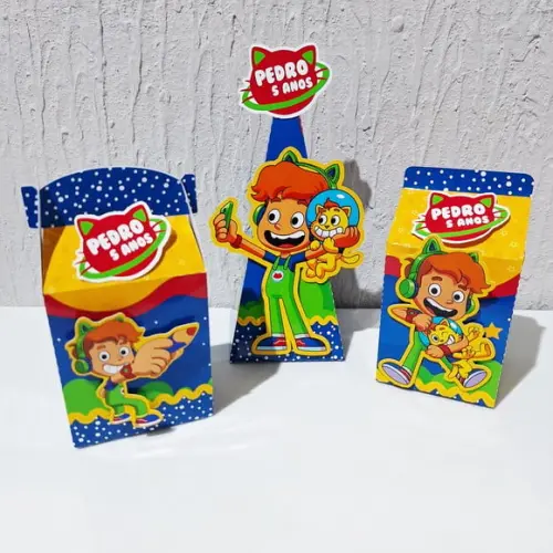 Kit Caixinhas Personalizadas - Gato Galáctico (30 Itens )