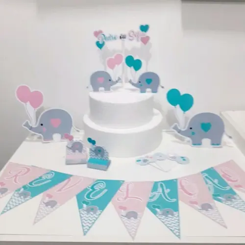 Kit Chá Revelacao - Festa em Casa (32 Itens)