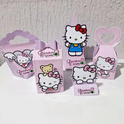 Kit Hello Kitty - Rosa e Lilás Candy - 50 Itens