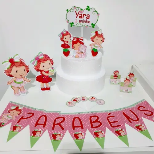 Kit Moranguinho Baby - Festa em Casa (32 Itens)
