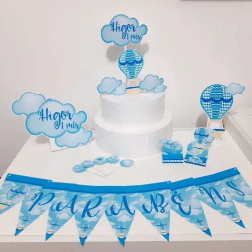 Kit Nuvem e Balão - Festa em Casa (32 Itens)