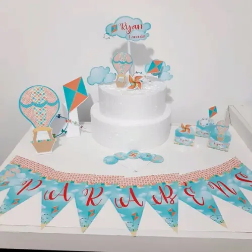 Kit Pipa, Catavento e Balão - Festa em Casa (32 Itens)