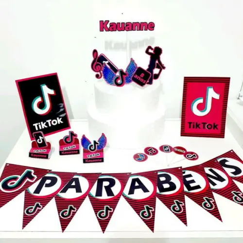 Kit Tik Tok Rosa- Festa em Casa (32 Itens)