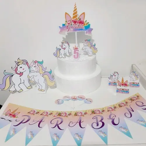 Kit Unicornio,- Festa em Casa (32 Itens)