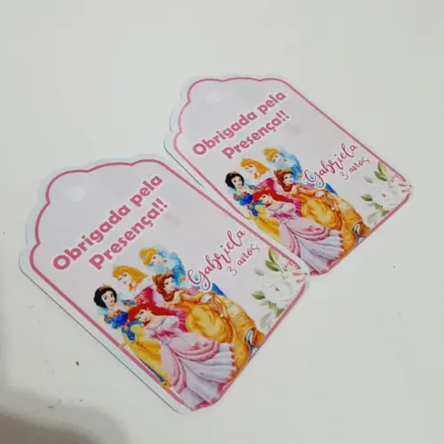 Tag de Agradecimento -princesas ( 7,5 x 5 Cm)