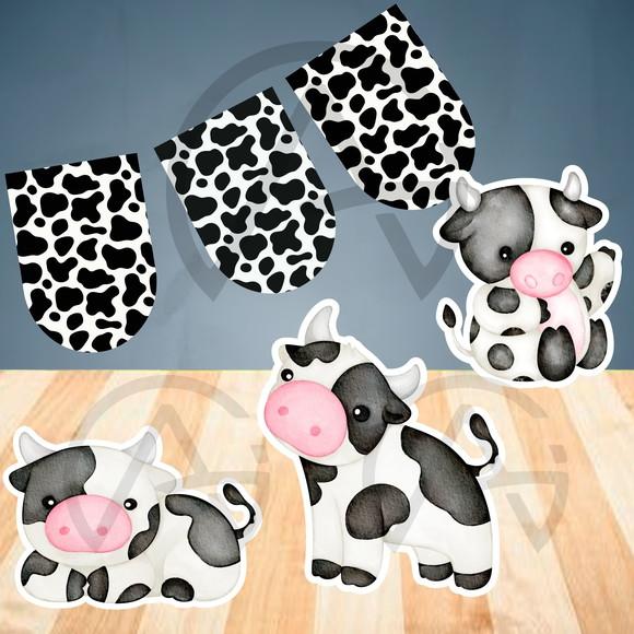 Vaca Kit Aniversario Bandeira Personalizada e Pôster