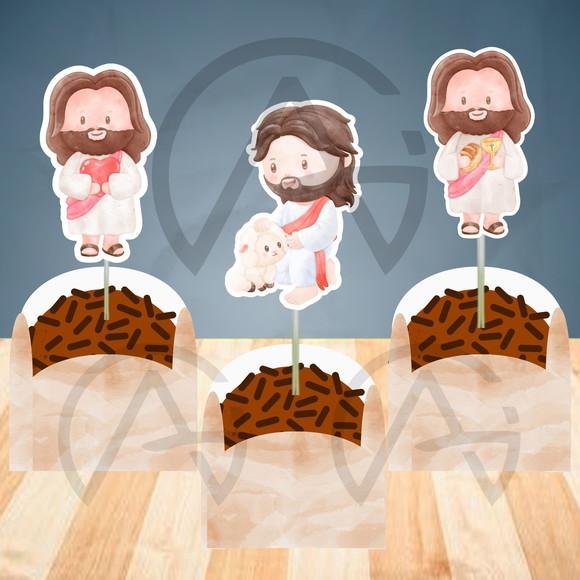 24 Unidades Forminhas e Apliques Jesus Decoracao Religioso