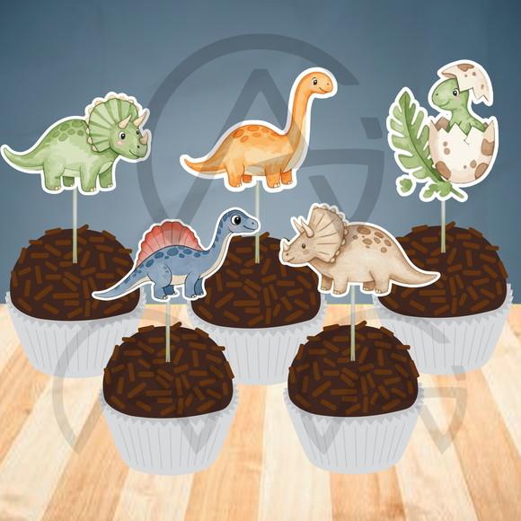 60 Unidades Forminhas e Apliques Dinossauro Decoracao