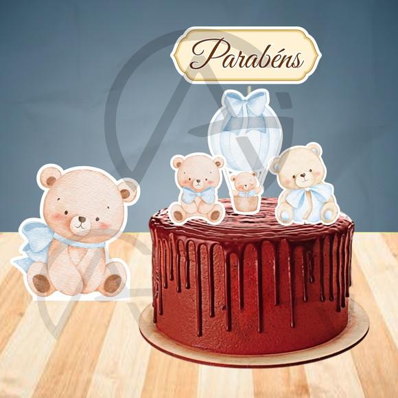 Urso Cute Kit Topo Personalizado Display Mesversario