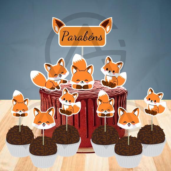 Raposa Kit Aniversario Topo Personalizado e Apliques