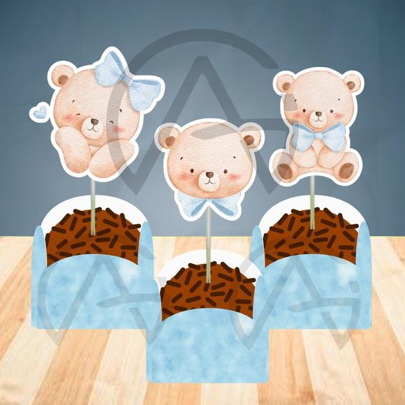 24 Unidades Forminhas e Apliques Urso Cute Decoracao
